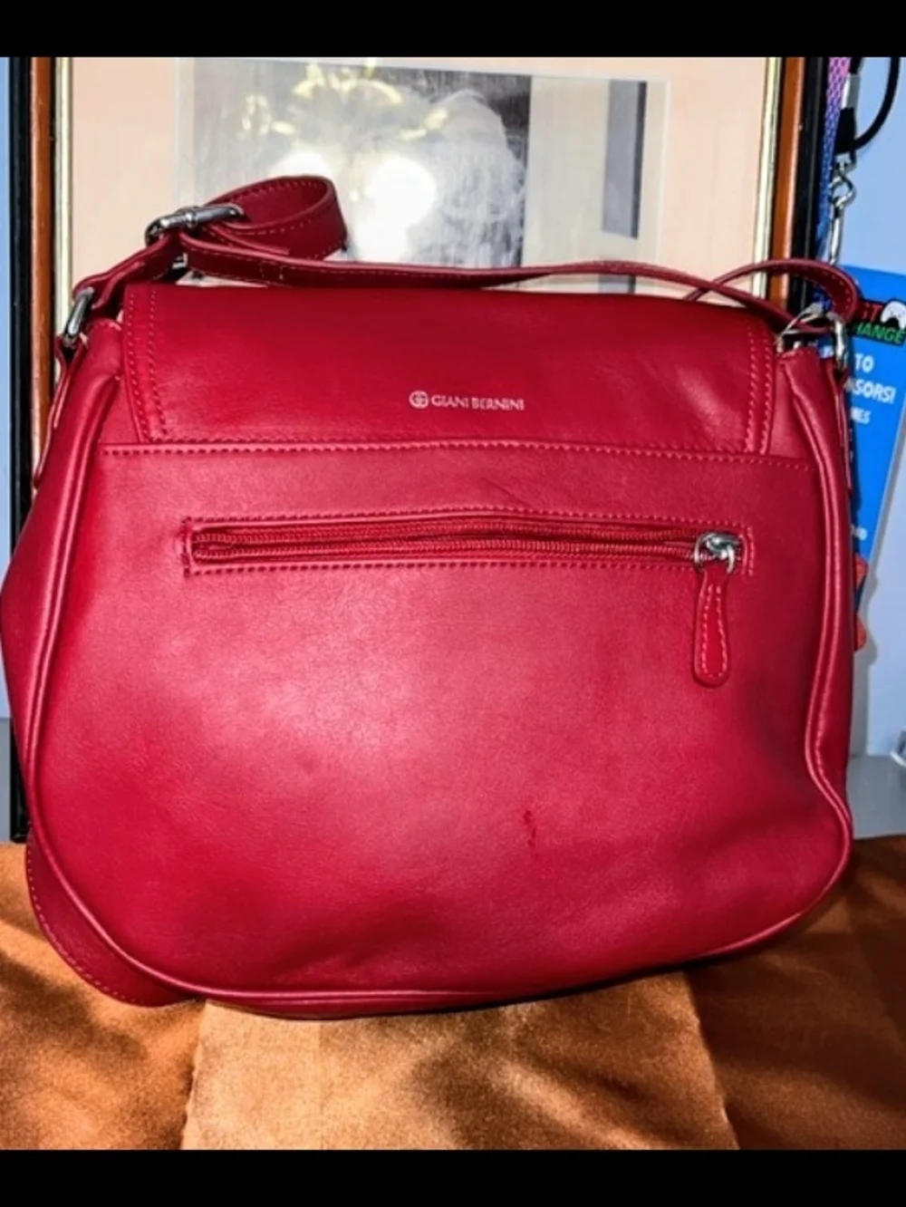 Giani Bernini Red Leather Crossbody Satchel! NWT